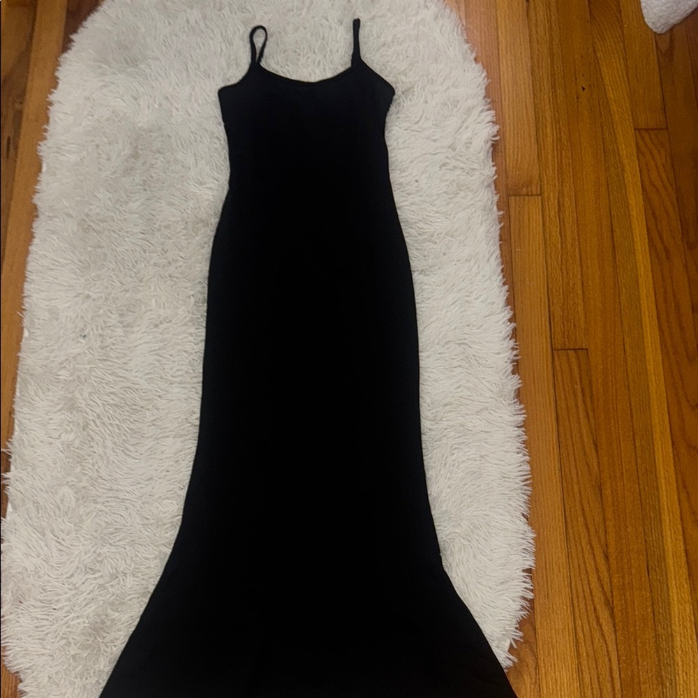 Black Sleeveless Spaghetti Strap Sheath Maxi Dress for Cocktail